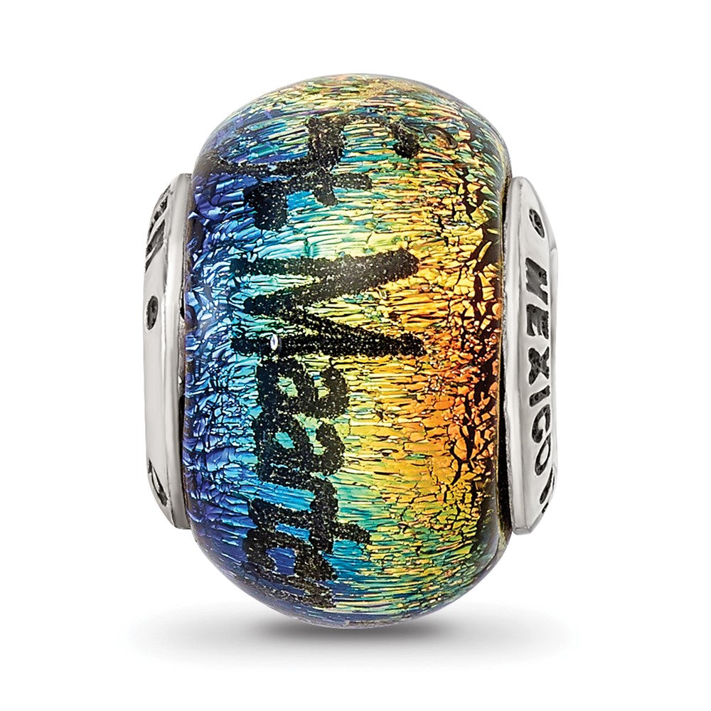 Sterling Silver Reflections St Maarten Orange Dichroic Glass Bead