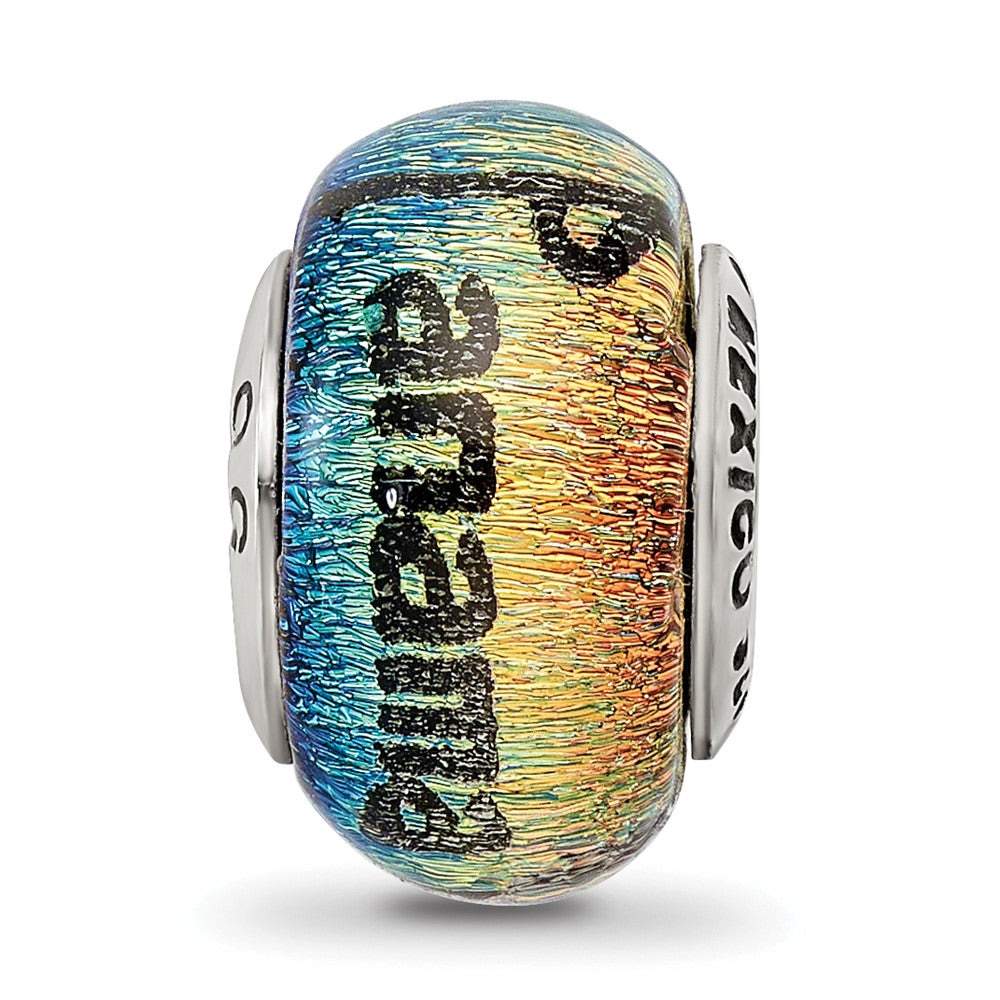 Sterling Silver Reflections Panama City Orange Dichroic Glass Bead
