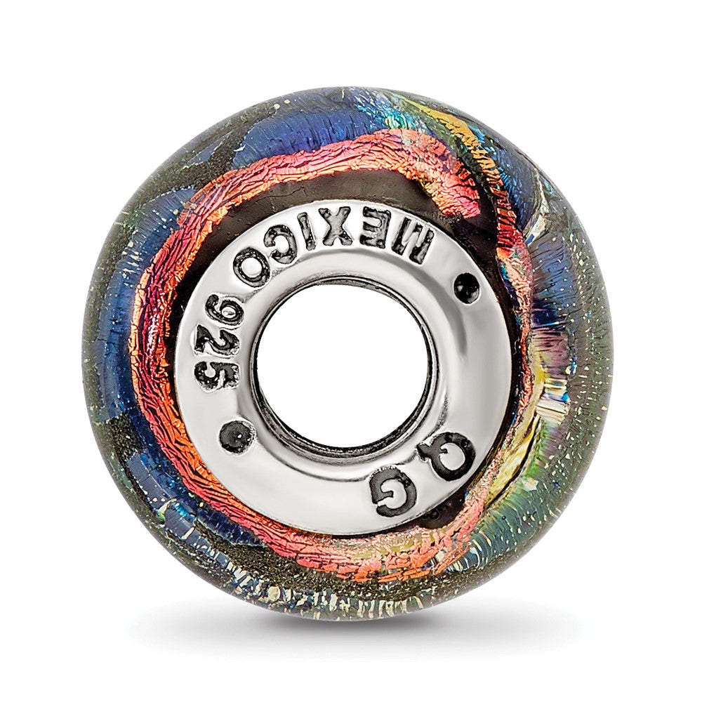 Sterling Silver Reflections Aruba Orange Dichroic Glass Bead