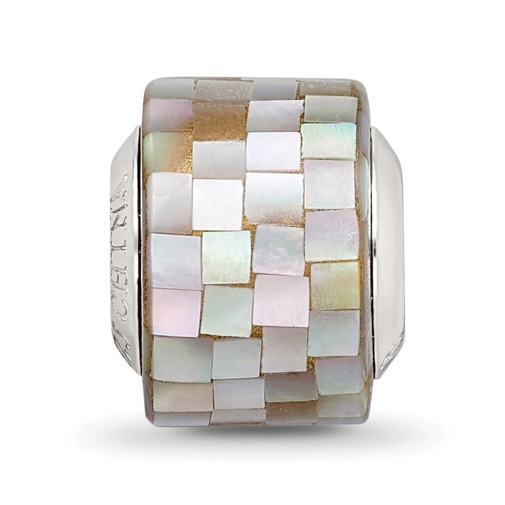 Sterling Silver Reflections Grey Mother of Pearl Mosaic Bead
