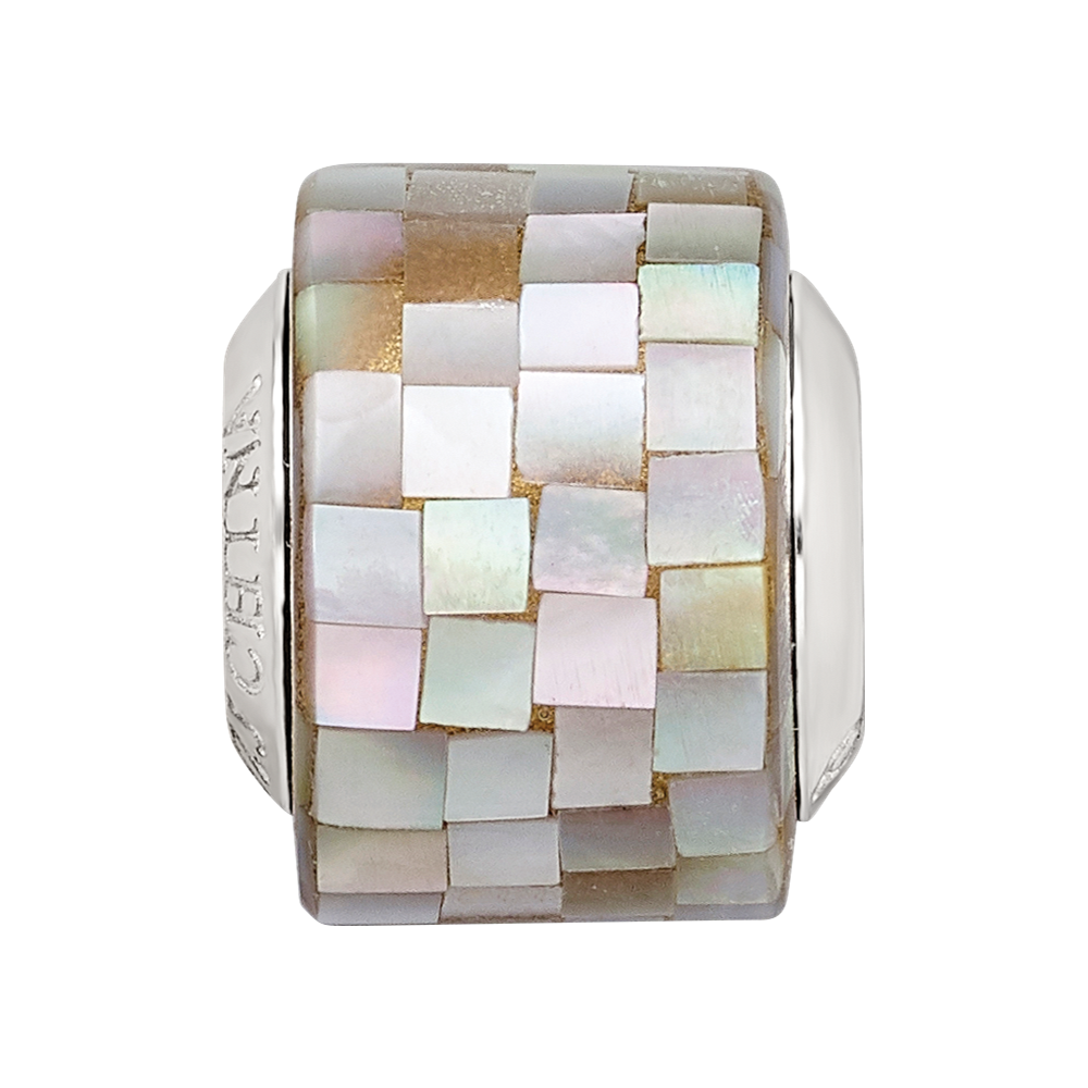 Sterling Silver Reflections Grey Mother of Pearl Mosaic Bead