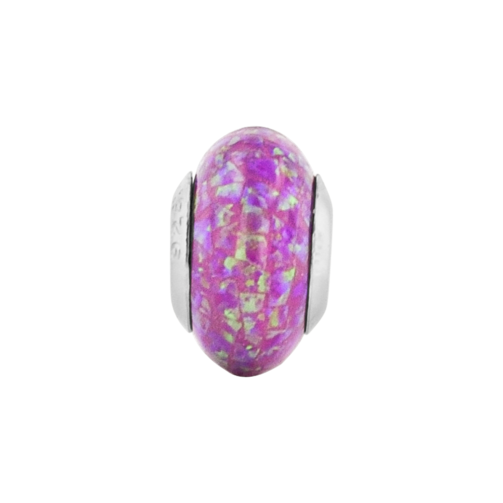Sterling Silver Reflections Purple Synthetic Opal Mosaic Bead