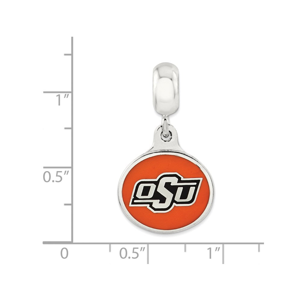 Sterling Silver Oklahoma State Univ. Collegiate Enameled Dangle Bead