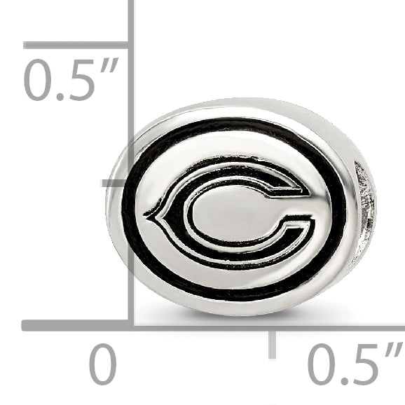 Sterling Silver Antiqued Chicago Bears NFL Bead Size: 10MM X 11MM