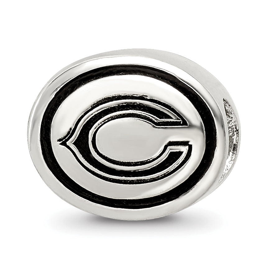 Sterling Silver Antiqued Chicago Bears NFL Bead Size: 10MM X 11MM