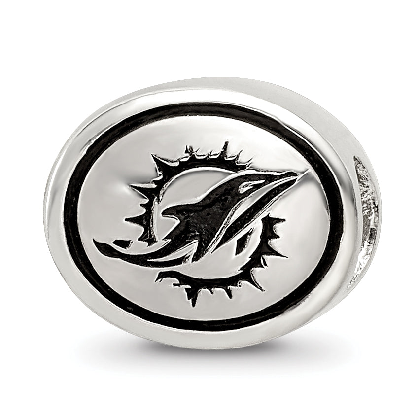 Sterling Silver Antiqued Miami Dolphins NFL Bead Size: 10MM X 11MM