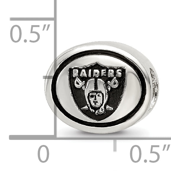 Sterling Silver Antiqued Oakland Raiders NFL Bead Size: 10MM X 11MM