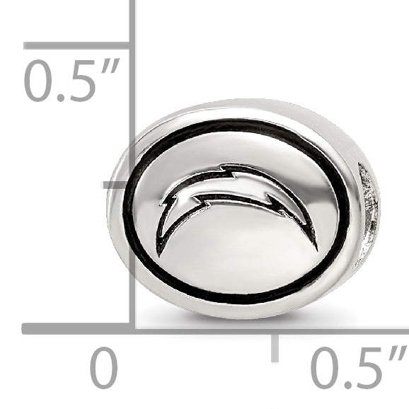 Sterling Silver Antiqued Los Angeles Chargers NFL Bead Size: 10MM X 11MM