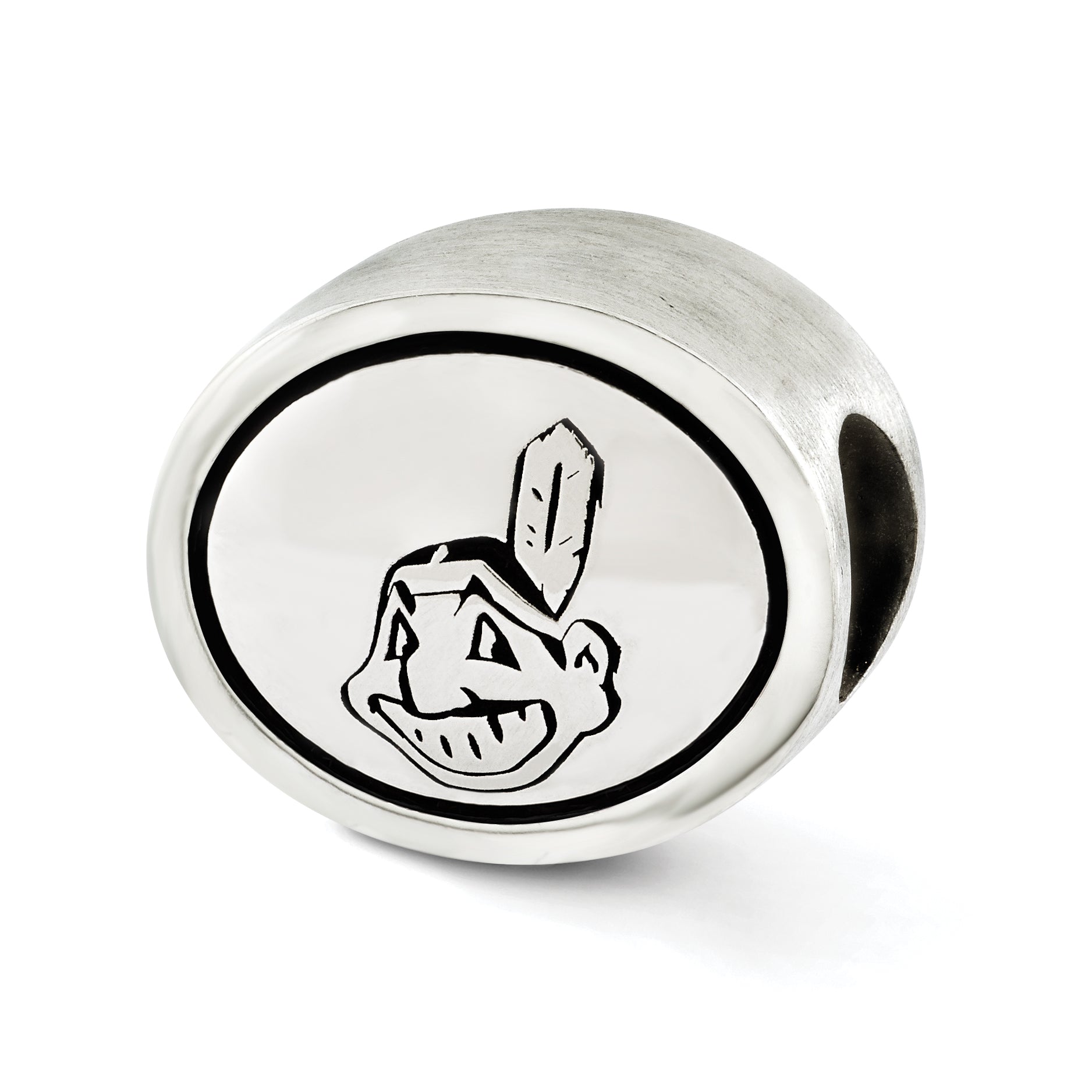 Sterling Silver MLB Siskiyou Buckle Antiqued Cleveland Indians Bead Size: 10MM X 11MM