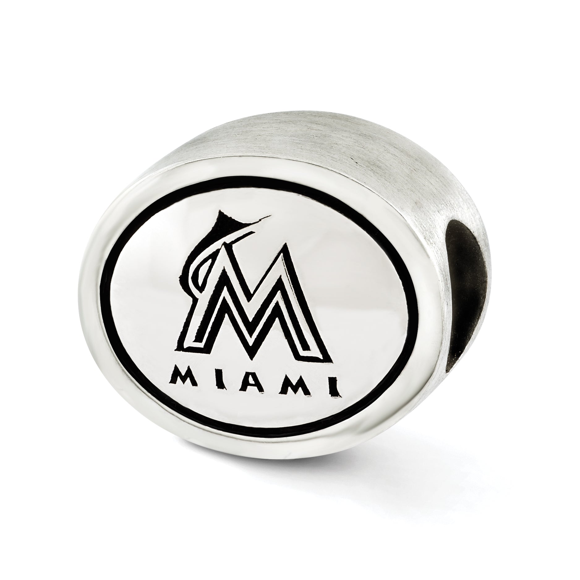 Sterling Silver MLB Siskiyou Buckle Antiqued Miami Marlins Bead Size: 10MM X 11MM