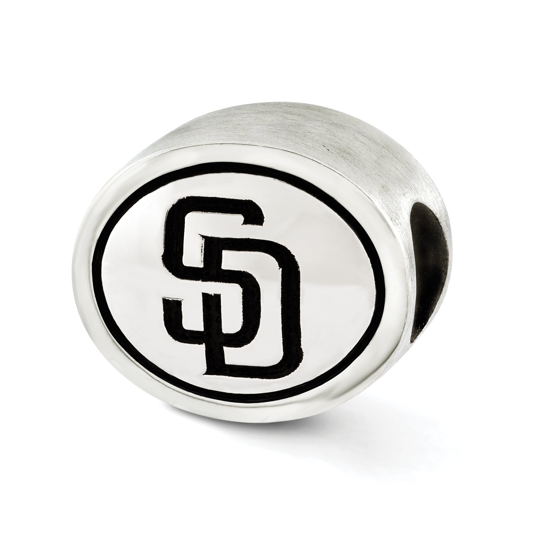 Sterling Silver MLB Siskiyou Buckle Antiqued San Diego Padres Bead Size: 10MM X 11MM