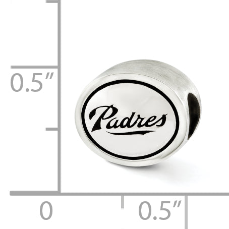 Sterling Silver MLB Siskiyou Buckle Antiqued San Diego Padres Bead Size: 10MM X 11MM