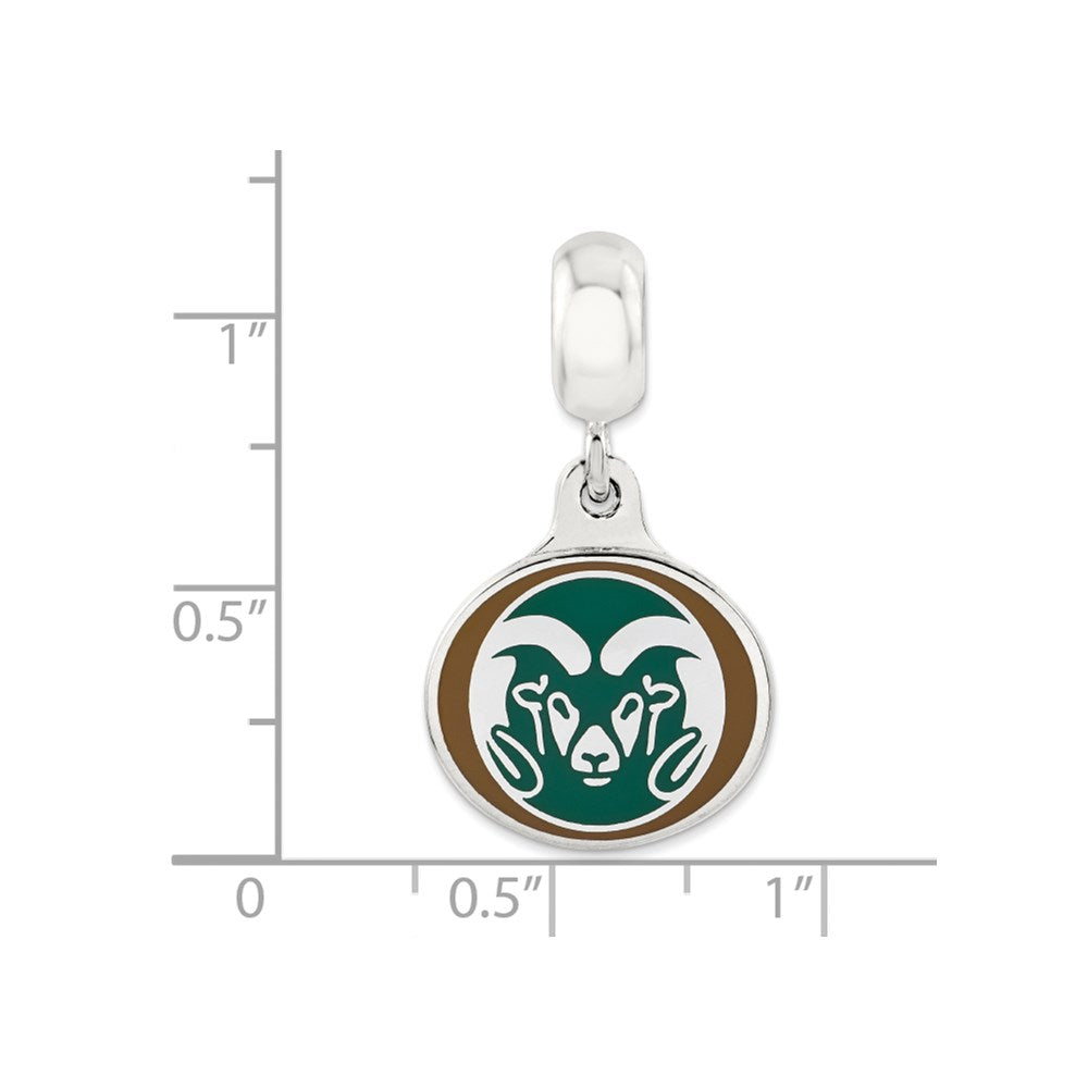 Sterling Silver Colorado State University Collegiate Enameled Dangle Bead