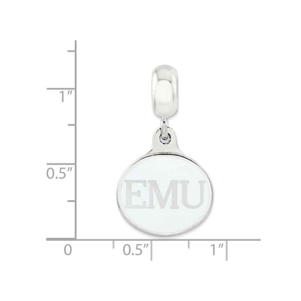 Sterling Silver Eastern Michigan Collegiate Enameled Dangle Bead