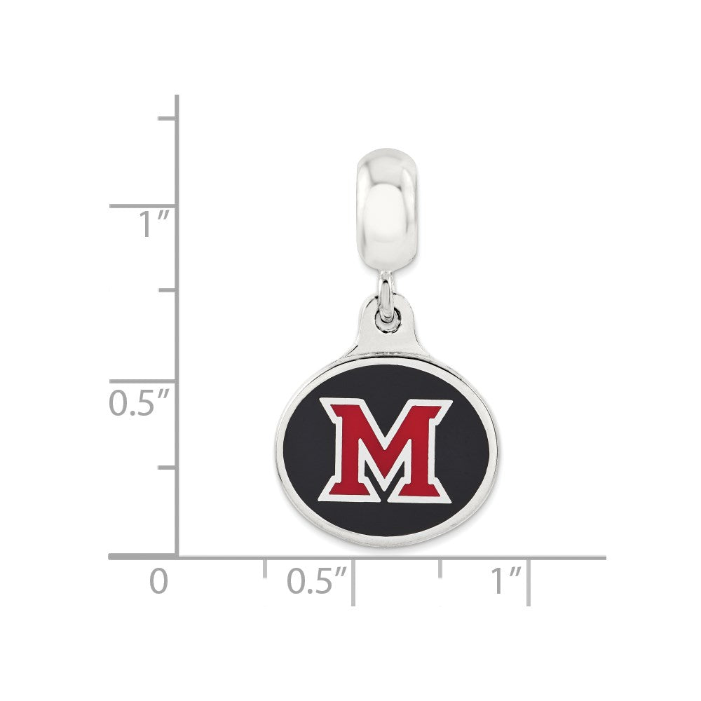 Sterling Silver Miami of Ohio University Collegiate Enameled Dangle Bead