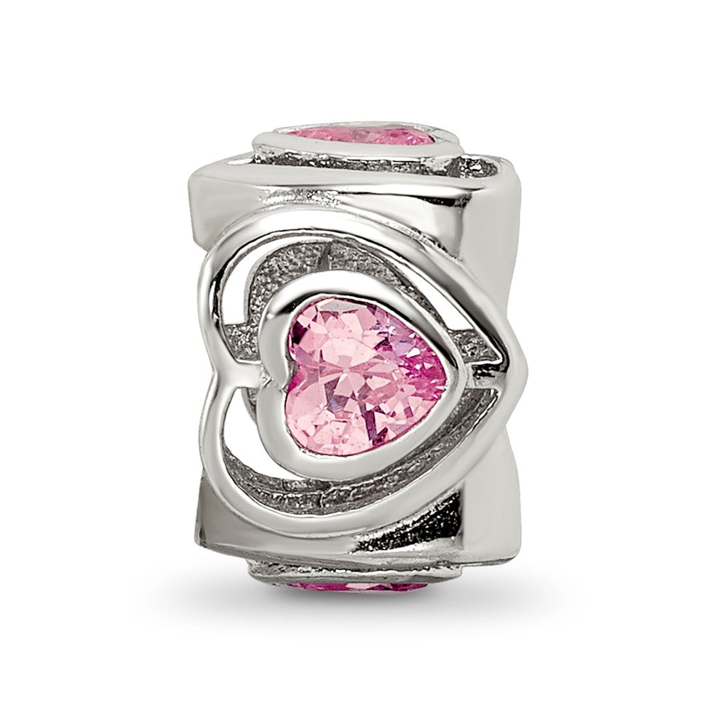 Sterling Silver Reflections Pink CZ Heart Bead