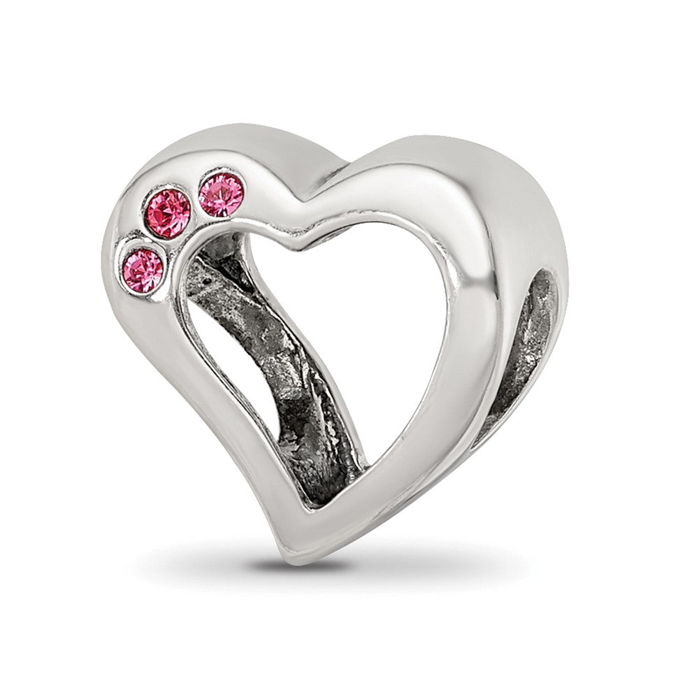 Sterling Silver Reflections Pink Crystal 2pc Heart Bead