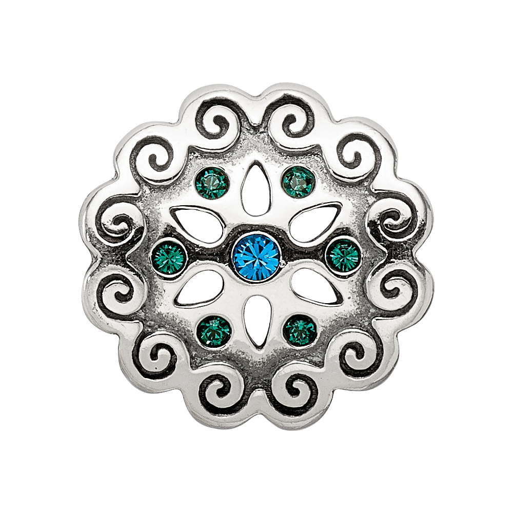 Sterling Silver Reflections Blue/Green Crystals Flower Bead