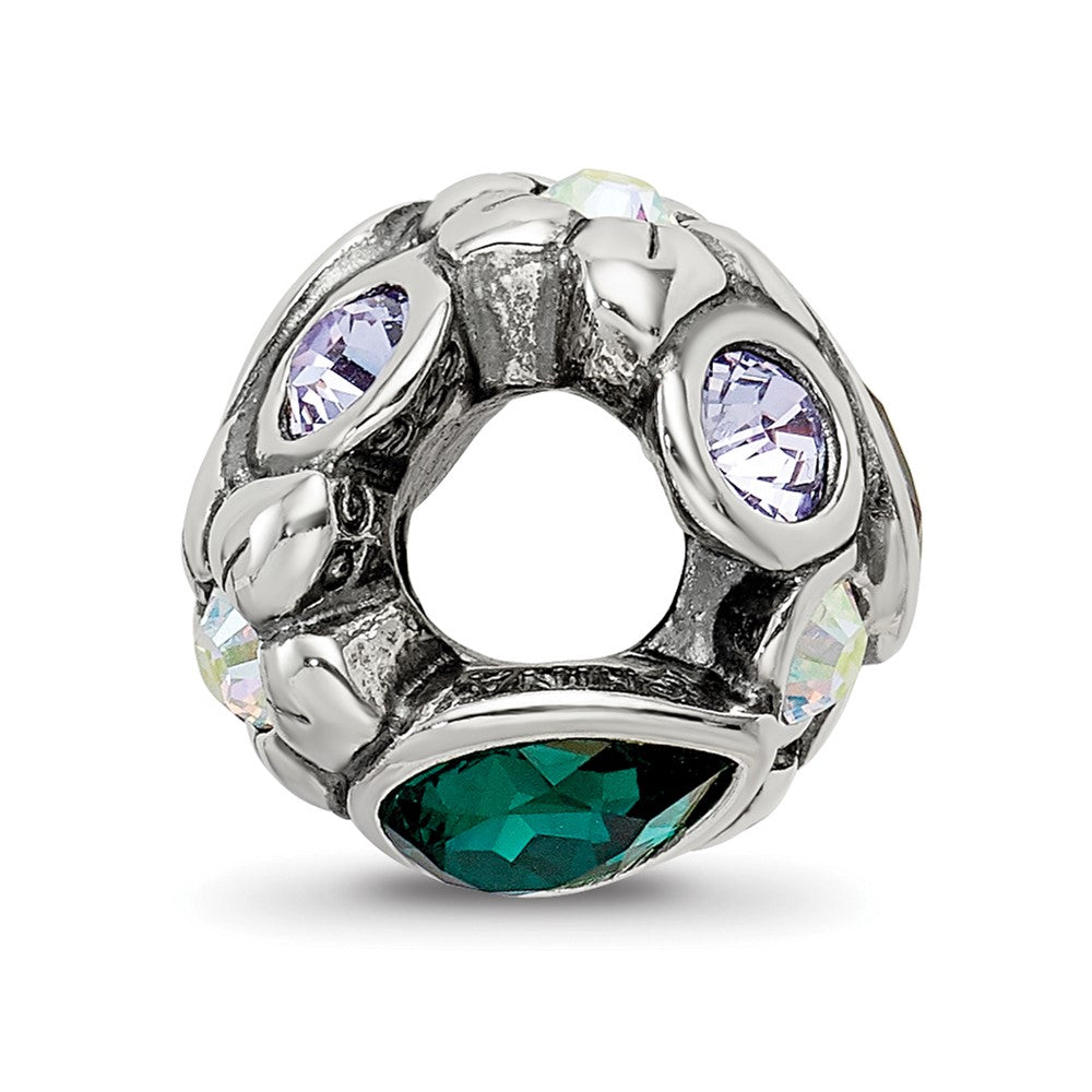 Sterling Silver Reflections Purple/Green Crystal Flower Bead