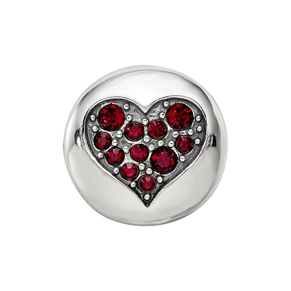 Sterling Silver Reflections Jan Red Crystal Faith Heart Bead