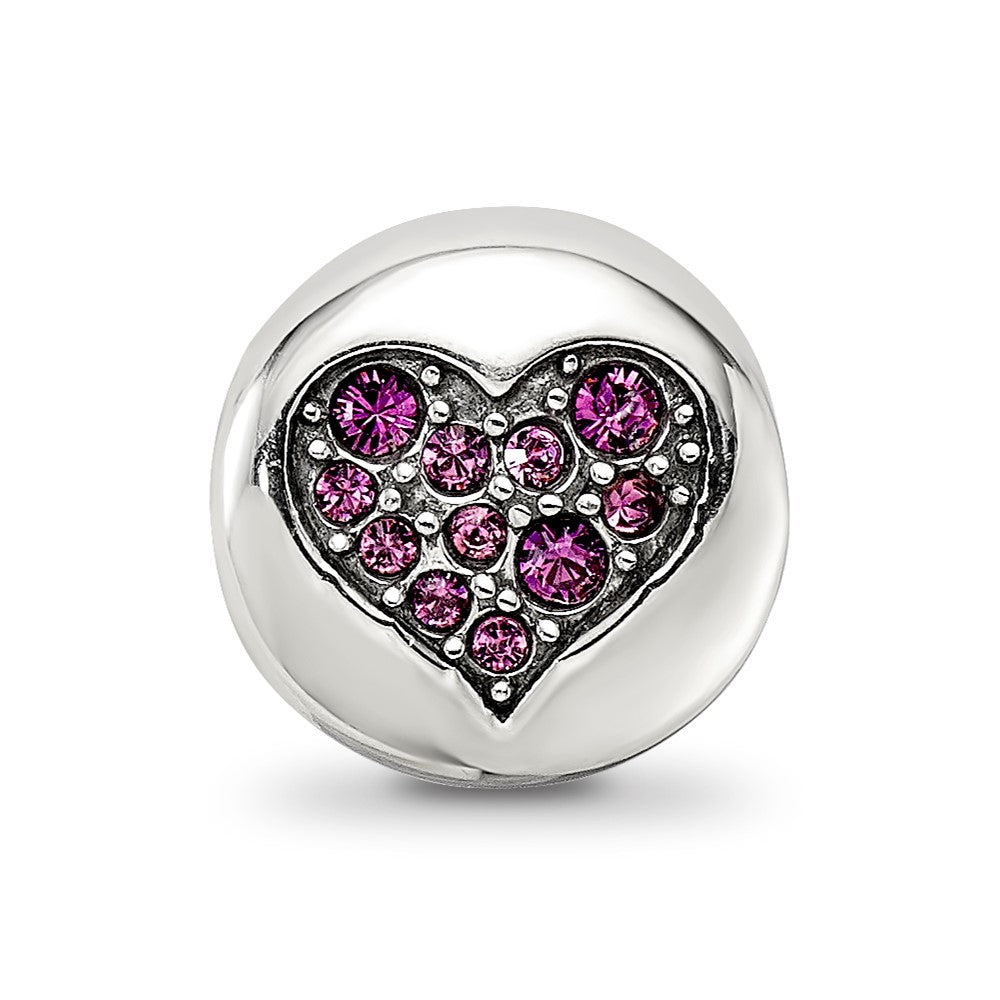 Sterling Silver Reflections Feb Purple Crystal Peace Heart Bead