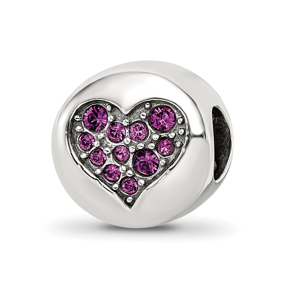Sterling Silver Reflections Feb Purple Crystal Peace Heart Bead