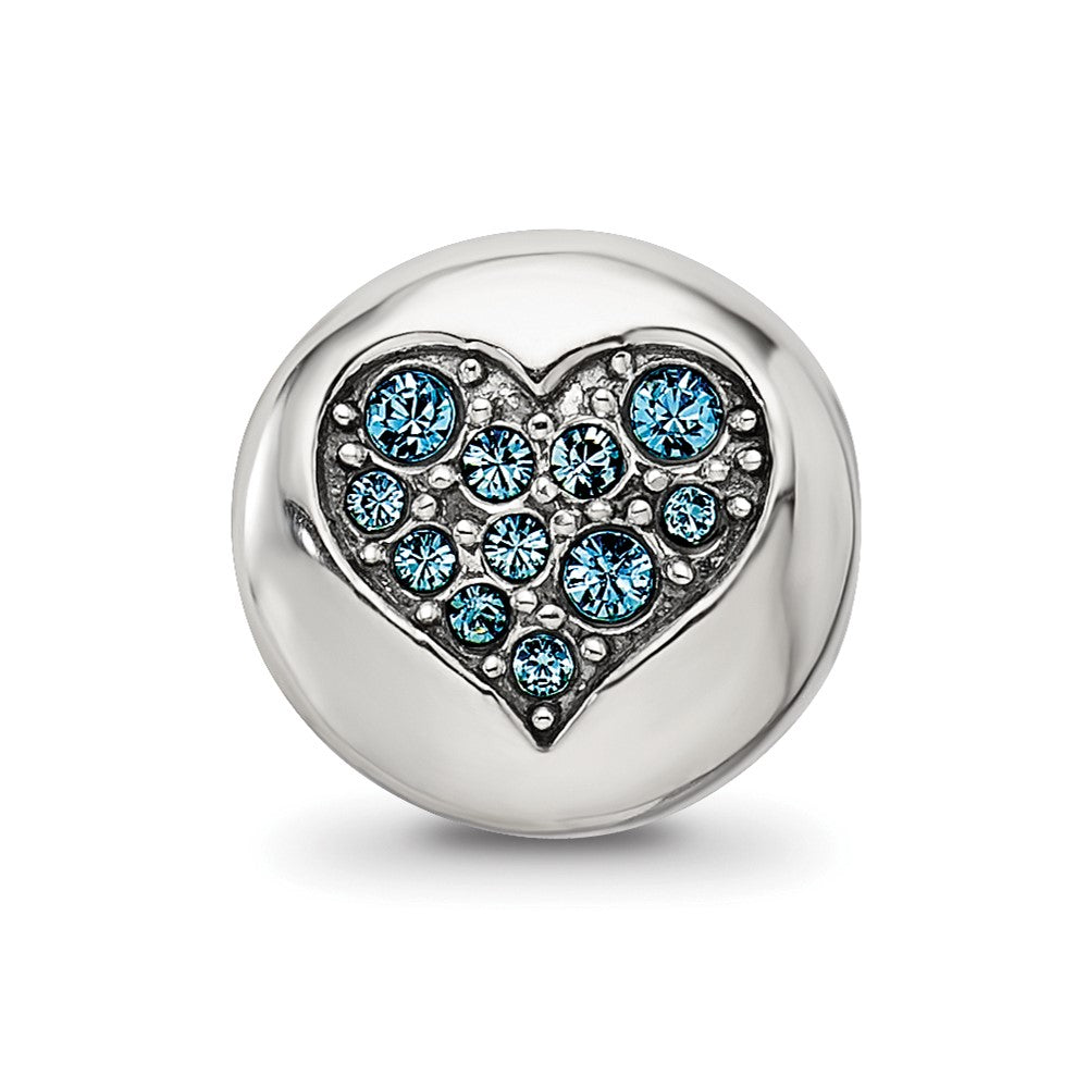 Sterling Silver Reflections Mar Blue Crystal Courage Heart Bead