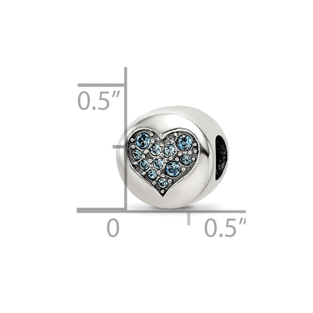 Sterling Silver Reflections Mar Blue Crystal Courage Heart Bead