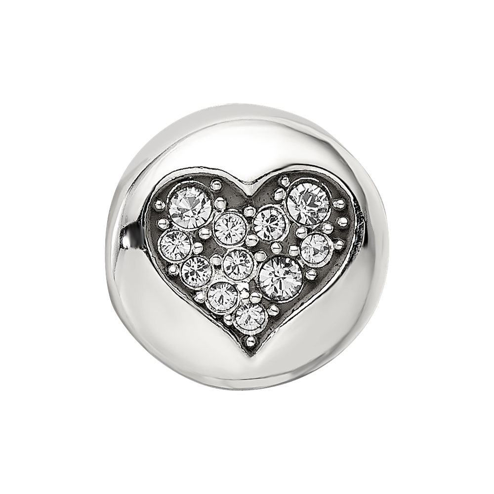 Sterling Silver Reflections April Clear Crystal Love Heart Bead
