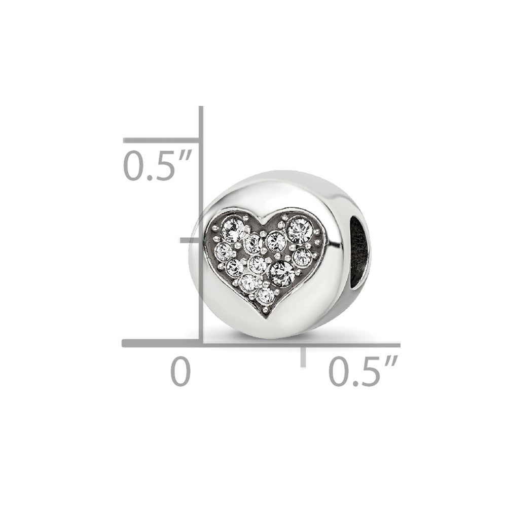 Sterling Silver Reflections April Clear Crystal Love Heart Bead