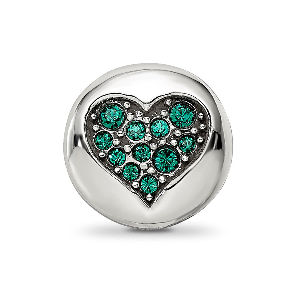 Sterling Silver Reflections May Green Crystal Success Heart Bead