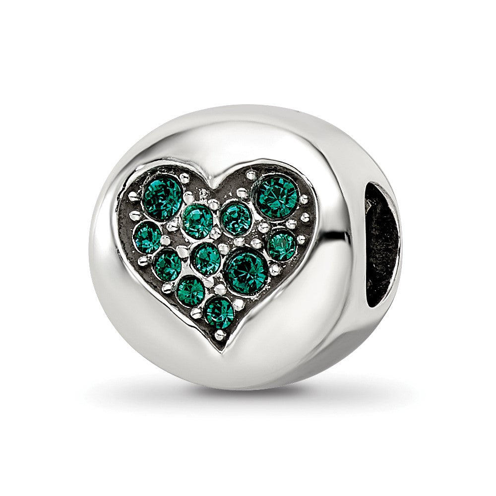 Sterling Silver Reflections May Green Crystal Success Heart Bead
