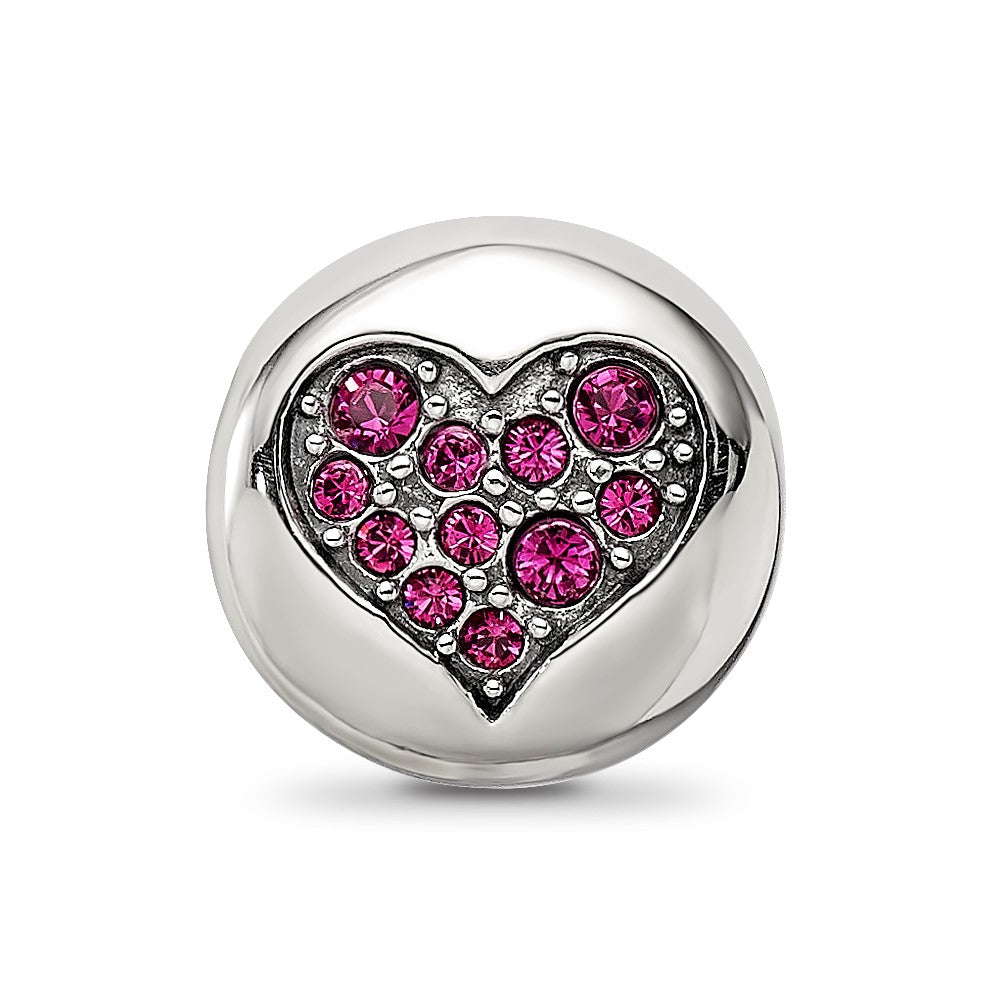 Sterling Silver Reflections July Red Crystal Passion Heart Bead