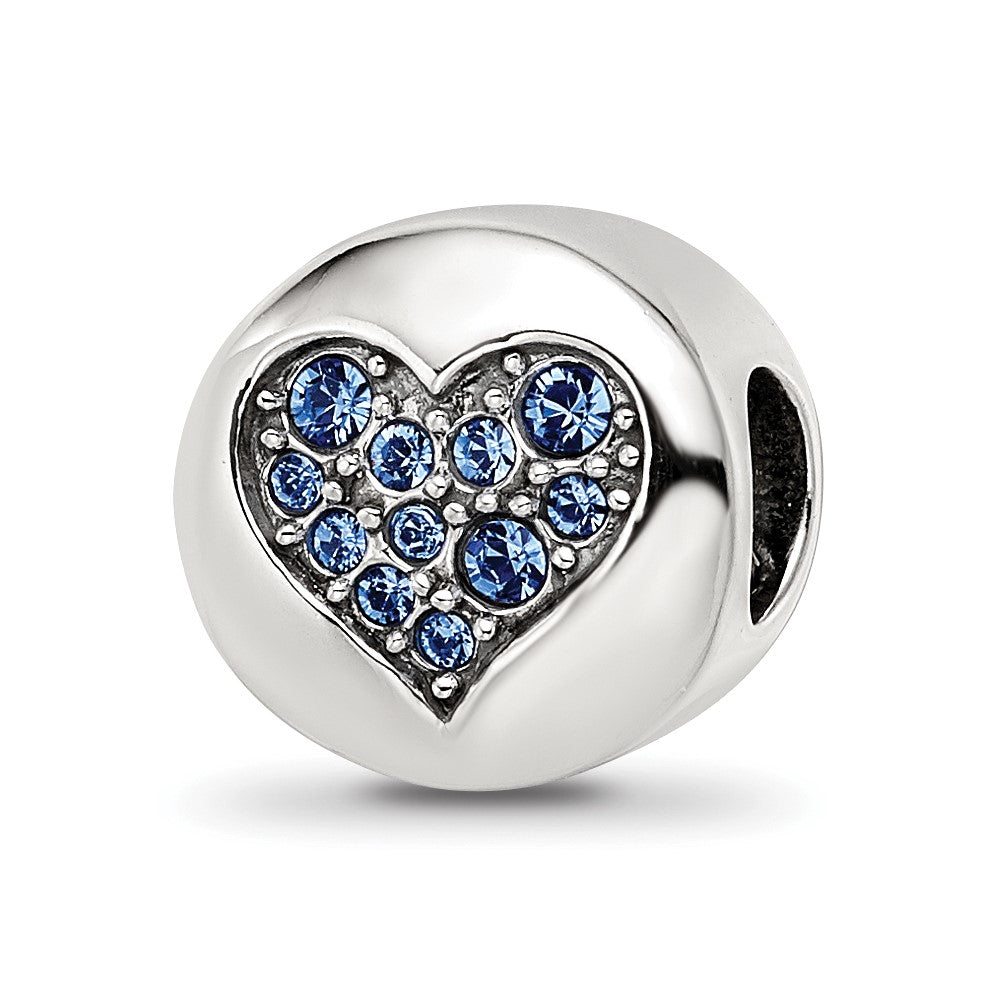 Sterling Silver Reflections Sep Blue Crystal Wisdom Heart Bead