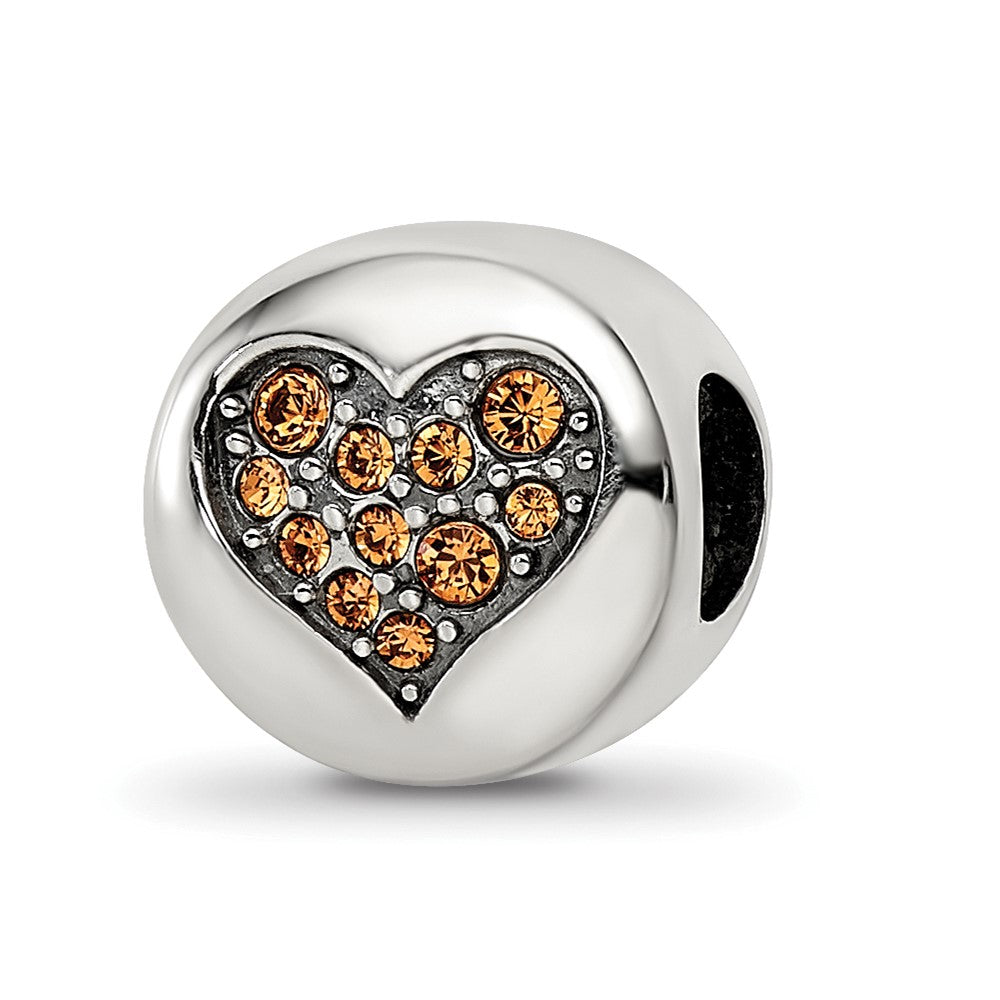 Sterling Silver Reflections Nov Yellow Crystal Balance Heart Bead