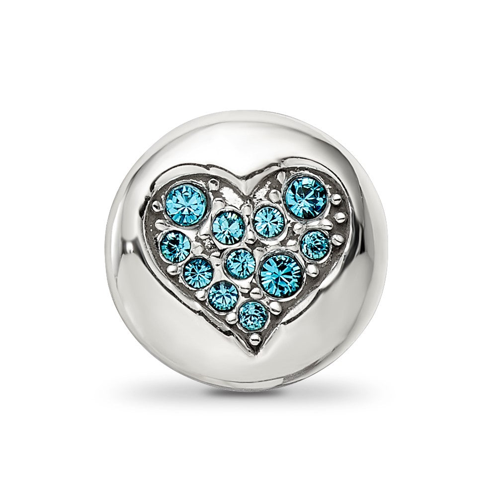 Sterling Silver Reflections Dec Blue Crystal Luck Heart Bead