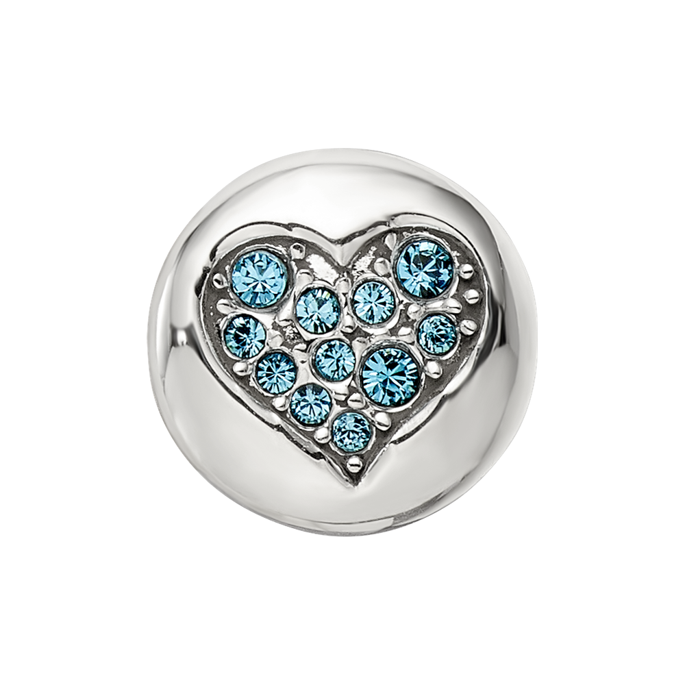 Sterling Silver Reflections Dec Blue Crystal Luck Heart Bead
