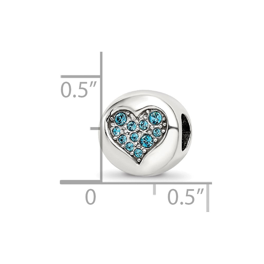 Sterling Silver Reflections Dec Blue Crystal Luck Heart Bead