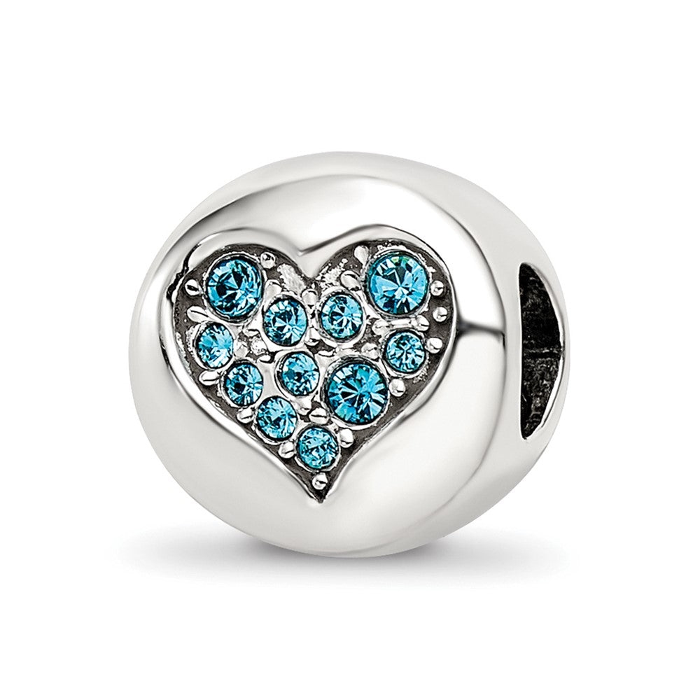 Sterling Silver Reflections Dec Blue Crystal Luck Heart Bead