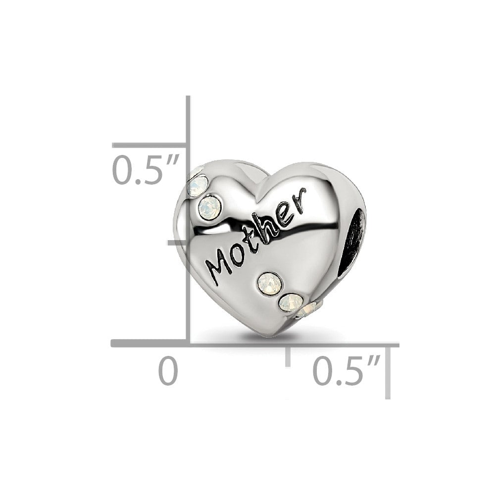 Sterling Silver Reflections Crystals Mother Heart Bead