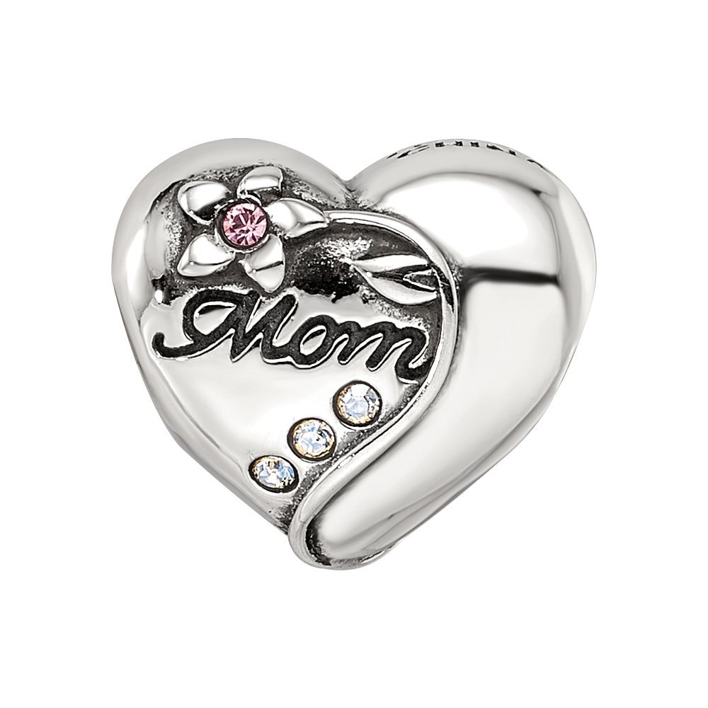 Sterling Silver Reflections Crystals Mother's Heart Bead