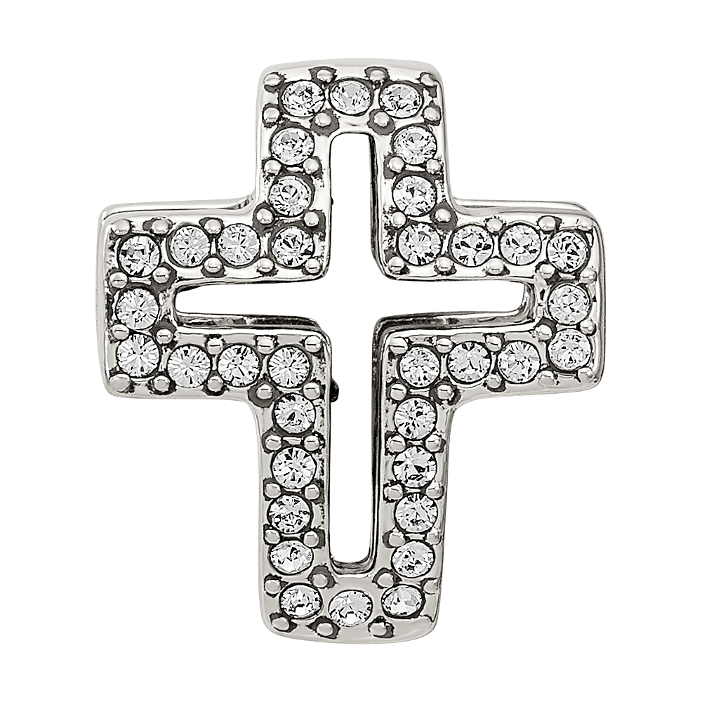 Sterling Silver Reflections Crystals PavÇ Open Cross Bead