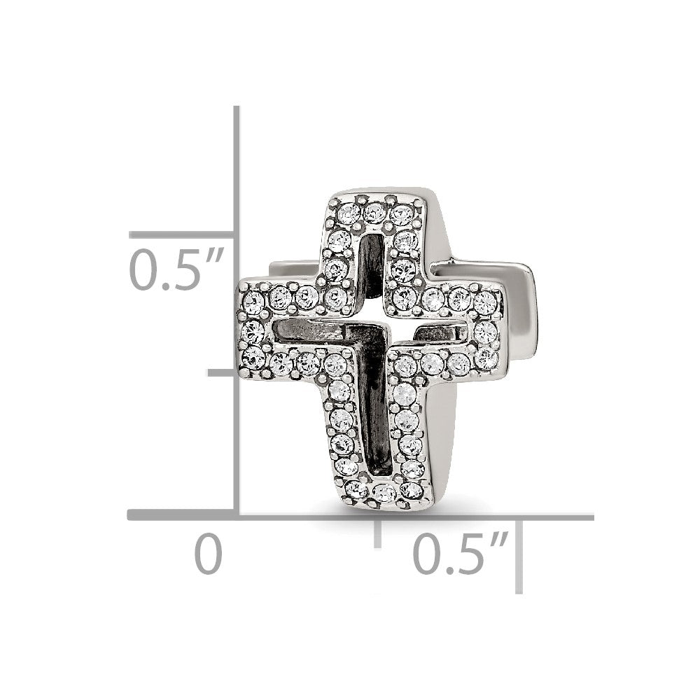 Sterling Silver Reflections Crystals PavÇ Open Cross Bead