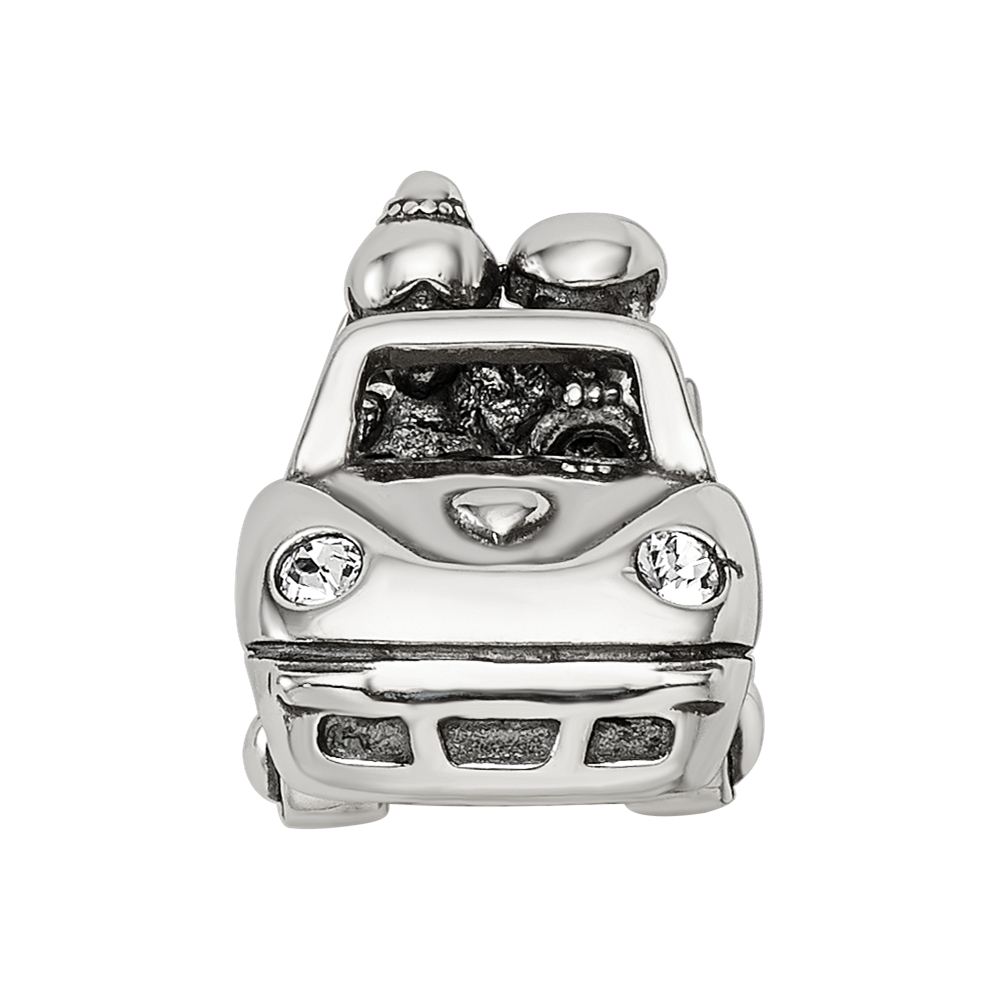 Sterling Silver Reflections Crystals Just Married Car Bead