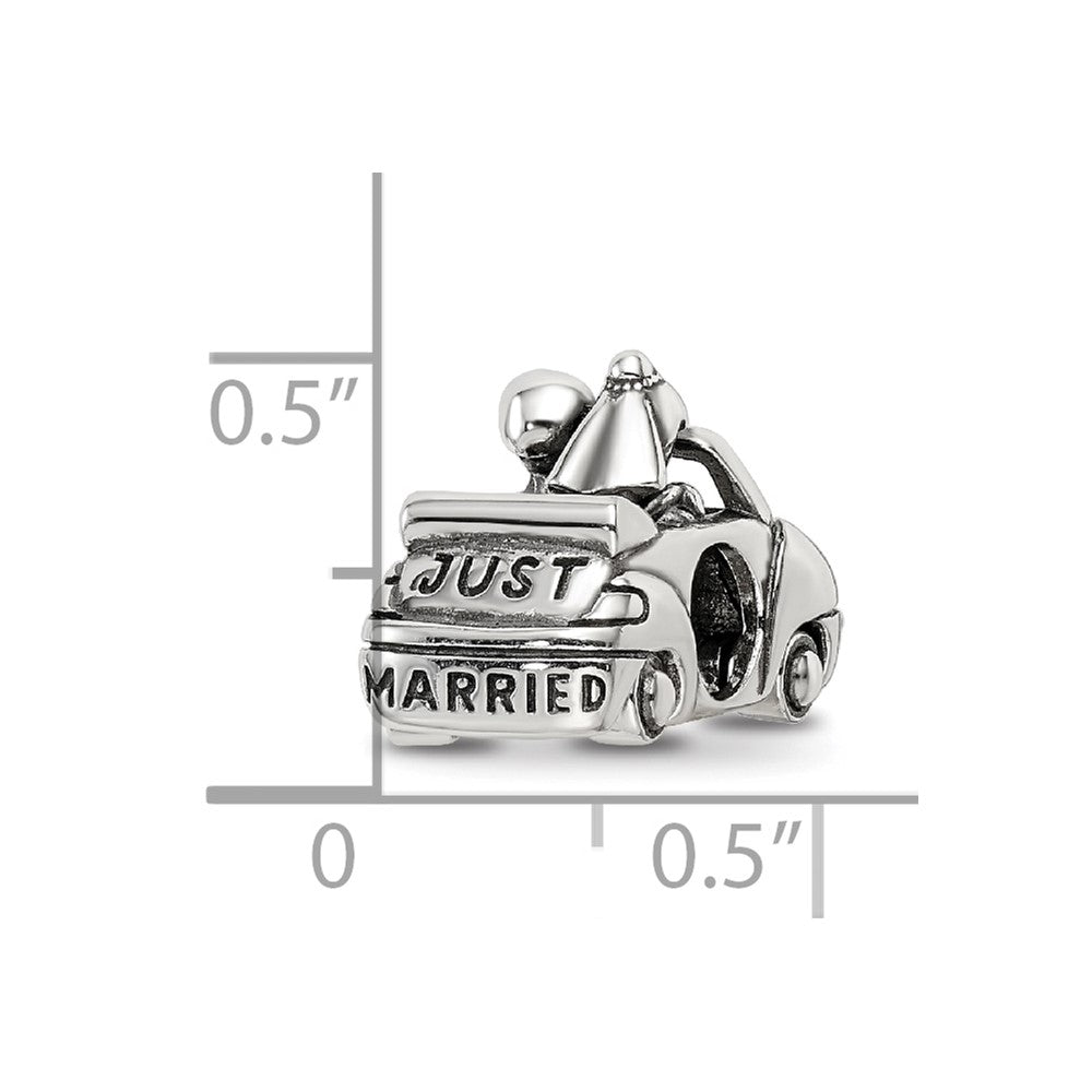 Sterling Silver Reflections Crystals Just Married Car Bead