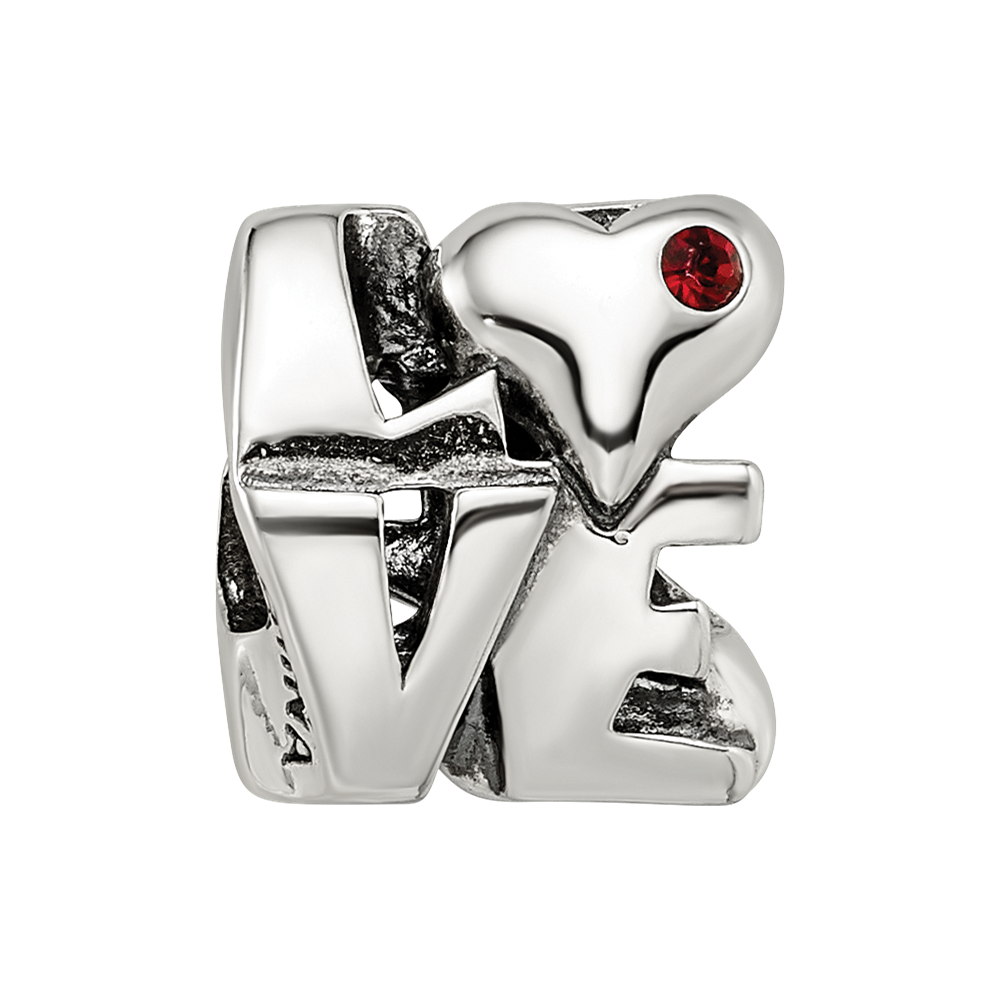 Sterling Silver Reflections Crystal LOVE Bead