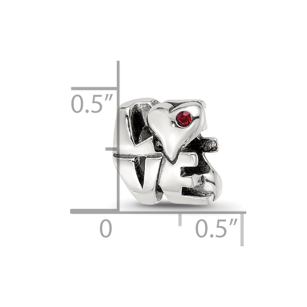 Sterling Silver Reflections Crystal LOVE Bead