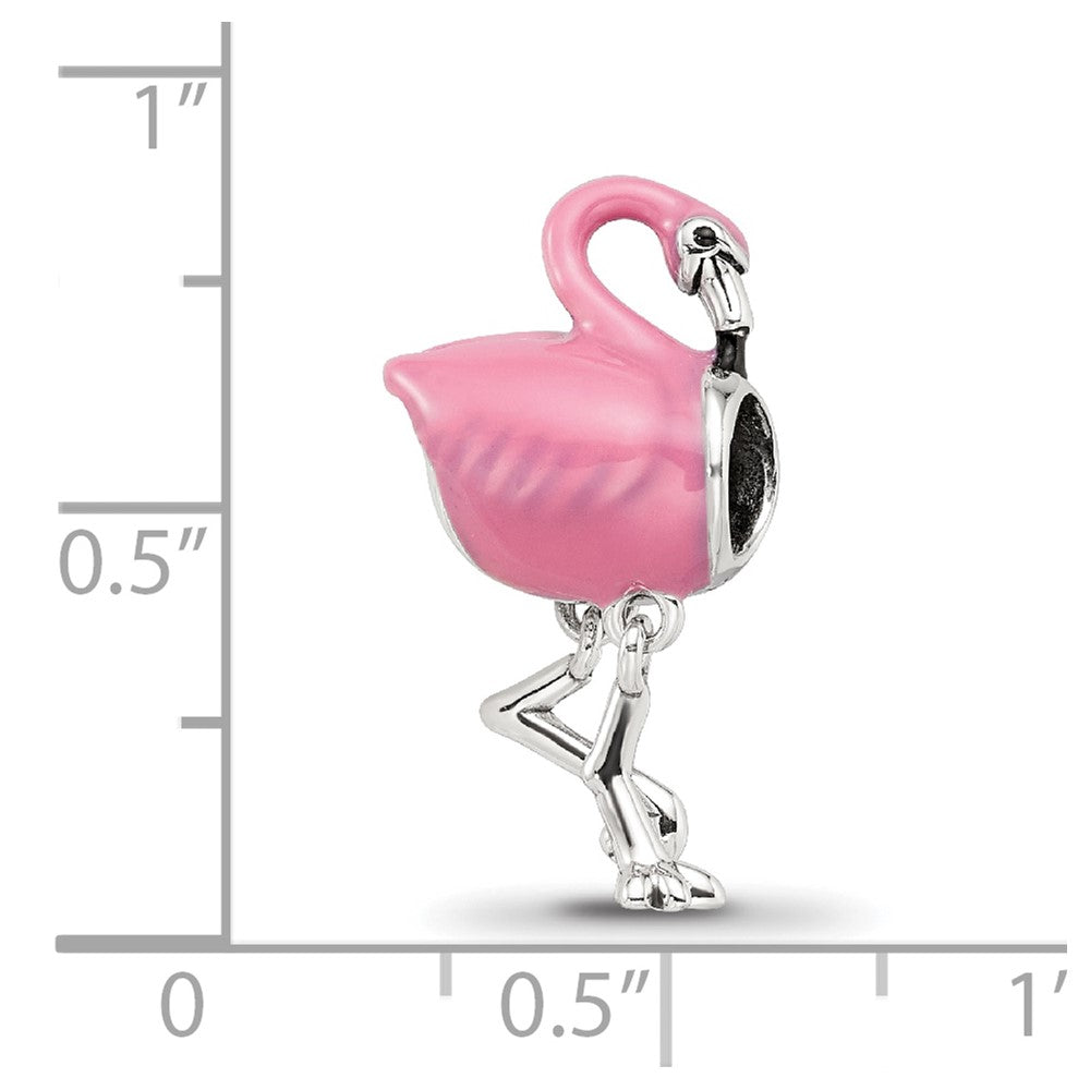 Sterling Silver Reflections Pink Enamel Flamingo Bead