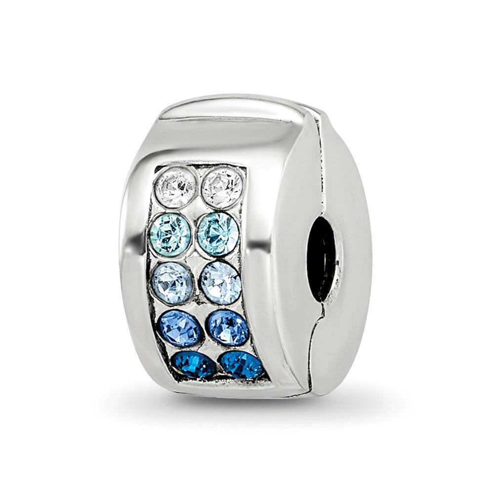 Sterling Silver Reflections Crystal Channel Blues Clip Bead