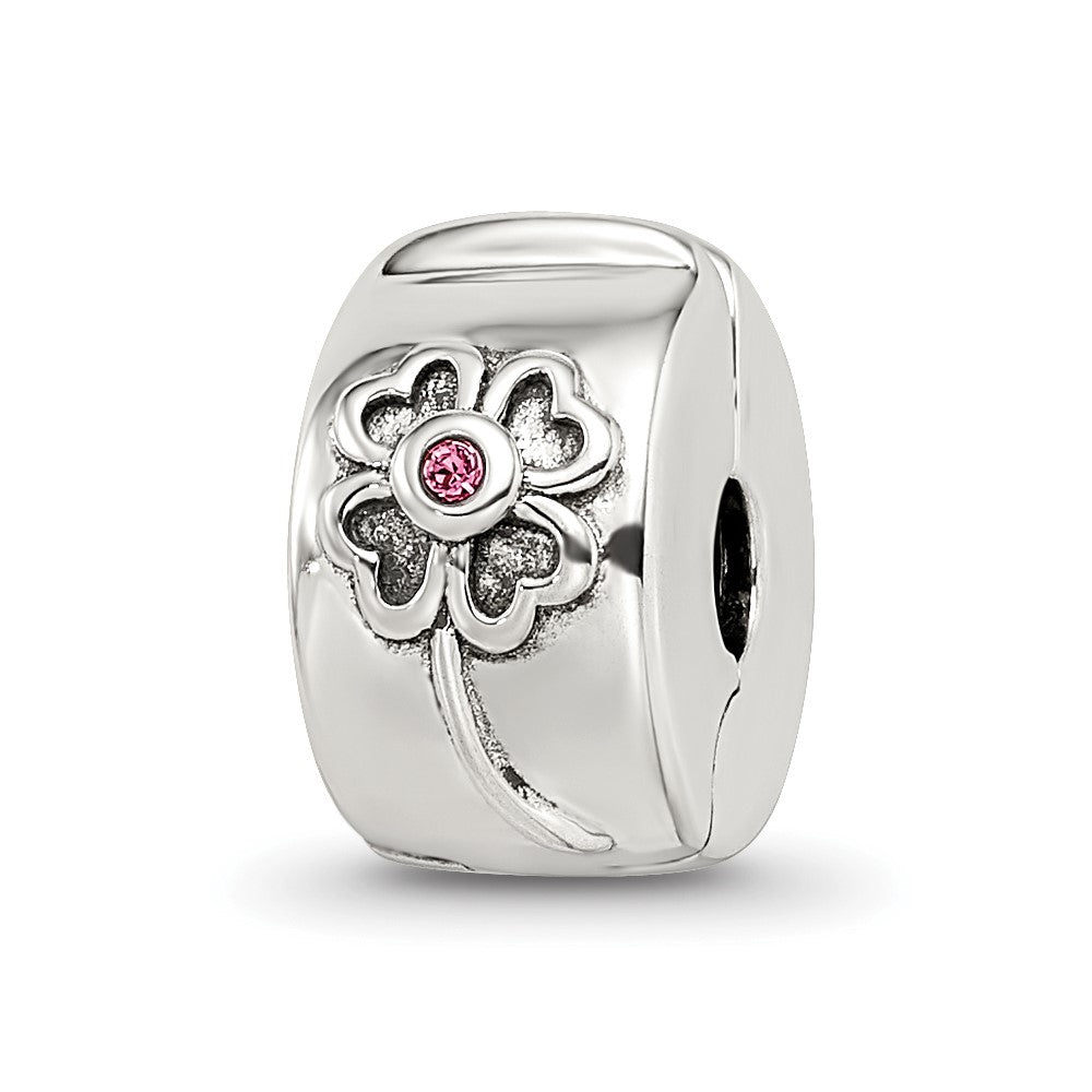 Sterling Silver Reflections Crystal Flower Clip Bead